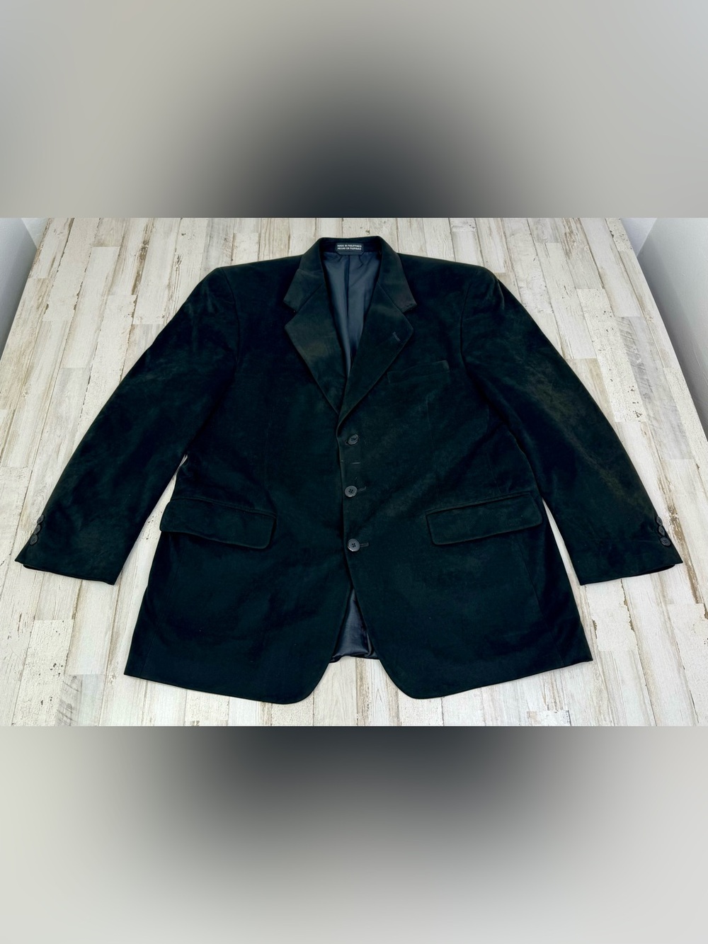 Stafford 3-Button Black Suede Blazer Jacket Men's 44R, Lined, Supra Suede